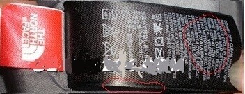 北面The North Face 羽绒服怎么辨别真假，户外衣服细节签别7